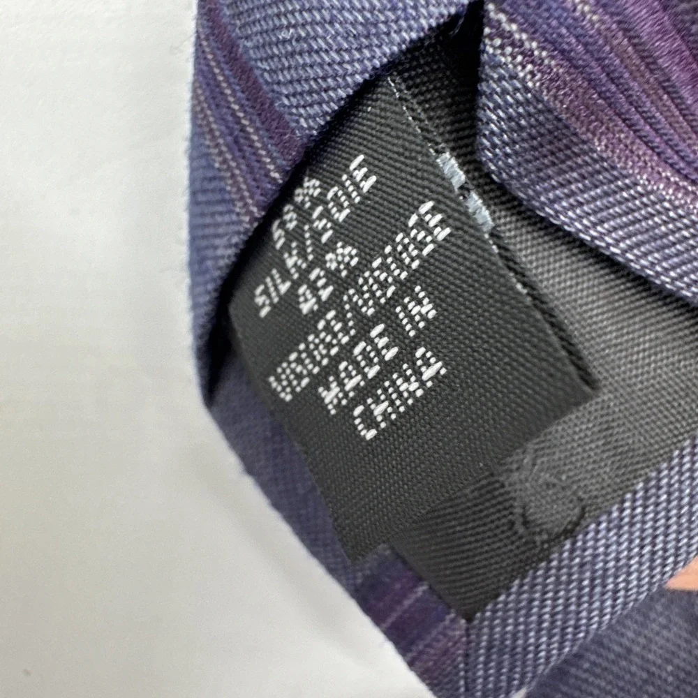 Calvin‎ Klein Tie Purple & Grey Striped Slim NeckTie Silk Blend 58